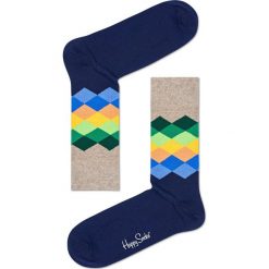 Happy Socks - Skarpety Faded Diamond. Niebieskie skarpetki męskie marki Happy Socks, z elastanu. W wyprzedaży za 27,90 zł.