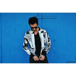 Bluzy męskie: BLUZA BUTTON BOMBER BLOUSE FLOWER unisex