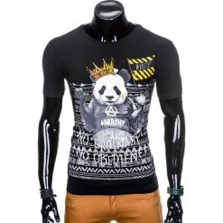 T-SHIRT MĘSKI Z NADRUKIEM S931 - CZARNY. Czarne t-shirty męskie z nadrukiem marki Ombre Clothing, m. Za 29,00 zł.