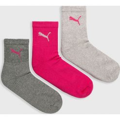 Puma - Skarpetki (3-Pack). Różowe skarpetki damskie Puma, bez wzorów, z elastanu. Za 39,90 zł.