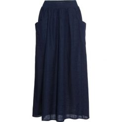 Spódnica z materiału w optyce lnu bonprix ciemnoniebieski. Niebieskie spódniczki damskie bonprix, bez wzorów. Za 99,99 zł.