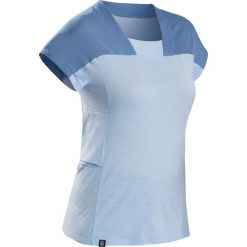 Koszulka trekkingowa | TREK 500 MERINO damska. Różowe buty trekkingowe damskie FORCLAZ, xs, bez wzorów, z wełny, bez kołnierzyka. Za 119,99 zł.