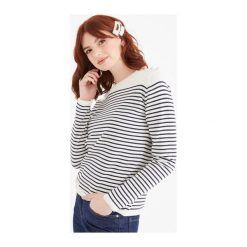 Sweter w paski. Swetry damskie Promod, w paski, z bawełny, bez rękawów, długie, bez kaptura. Za 41,50 zł.