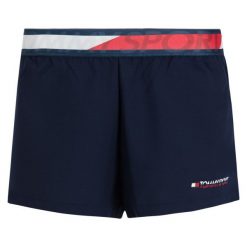 Szorty sportowe Tommy Sport Tape Detail S10S100273. Niebieskie spodnie damskie Tommy Sport, s, z poliesteru. W wyprzedaży za 149,00 zł.