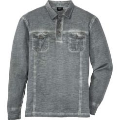 Shirt polo z długim rękawem, z efektem wytarcia bonprix dymny szary. Szare koszulki męskie bonprix, s, bez wzorów, polo, z długim rękawem, długie. Za 37,99 zł.