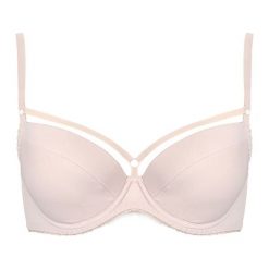 Biustonosz push-up "Nati" w kolorze beżowym. Brązowe biustonosze Kinga, z haftami. W wyprzedaży za 64,95 zł.