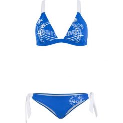 Bikini z trójkątnymi miseczkami (2 części) bonprix niebiesko-biały z nadrukiem. Niebieskie bikini bonprix, z nadrukiem. Za 79,99 zł.