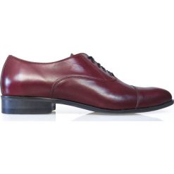 Bordowe półmatowe wiedenki/oxfordy T123. Czerwone buty wizytowe męskie ze skóry. Za 270,00 zł.