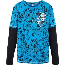 Shirt 2 w 1 z nadrukiem bonprix niebieski oceaniczny - czarny z nadrukiem. Niebieskie t-shirty chłopięce bonprix, z nadrukiem, z dresówki, z długim rękawem. Za 34,99 zł.