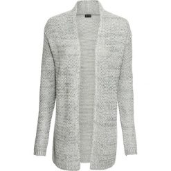 Sweter bez zapięcia bonprix srebrnoszaro-biały melanż. Szare swetry damskie bonprix, bez wzorów, bez rękawów, bez kaptura. Za 99,99 zł.