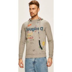 Desigual - Bluza. Szare bluzy męskie Desigual, s, z aplikacjami, z bawełny, z okrągłym kołnierzem, z długim rękawem, długie, z kapturem. Za 299,90 zł.