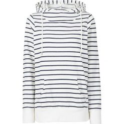 Bluza z kapturem bonprix biało-ciemnoniebieski w paski. Niebieskie bluzy damskie bonprix, w paski, bez rękawów, z kapturem. Za 69,99 zł.