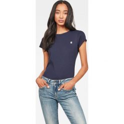 G-Star Raw - T-shirt. Niebieskie bluzki damskie G-Star RAW, s, bez wzorów, z bawełny, retro, z okrągłym kołnierzem, z krótkim rękawem. Za 99,90 zł.