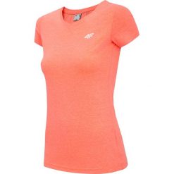 T-shirt damski TSD002A - koral melanż. Różowe t-shirty damskie 4f, bez wzorów, bez kołnierzyka. Za 39,99 zł.