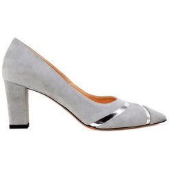 Buty ślubne damskie: Skórzane czółenka w kolorze szarym