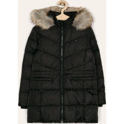 Tommy Hilfiger - Kurtka puchowa dziecięca 152-176 cm. Czarne kurtki dziewczęce TOMMY HILFIGER, bez wzorów, z elastanu, długie, z kapturem. Za 979,90 zł.
