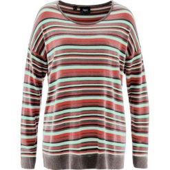 Sweter bonprix jasny miętowy w paski. Zielone swetry klasyczne damskie bonprix, z okrągłym kołnierzem. Za 37,99 zł.