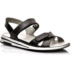 3za2 NIEMIECKIE SANDAŁY CAPRICE COMFORT 28600 SKÓRA CZARNE. Czarne sandały damskie Caprice, bez wzorów, ze skóry, bez obcasa, bez zapięcia. W wyprzedaży za 179,99 zł.