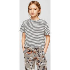 Mango Kids - Top dziecięcy Chapplin 110-164 cm. Szare bluzki dziewczęce marki Mango Kids, z bawełny, z okrągłym kołnierzem, z krótkim rękawem. Za 49,90 zł.