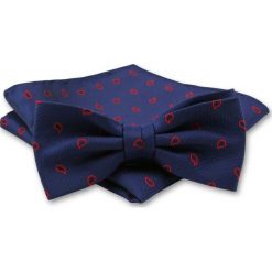 Elegancka Mucha Męska - Alties - Granat w Czerwony Wzór MUALTS0154. Niebieskie muszki męskie Alties, w paski, eleganckie. Za 39,00 zł.