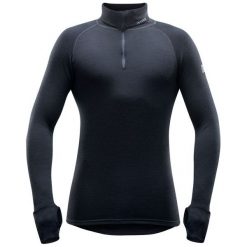 Devold męska bluzka Expedition Man Zip Neck, Black, M. Czarne koszulki męskie termoaktywne Devold, m, bez wzorów, z długim rękawem. Za 345,00 zł.