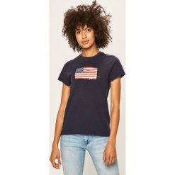 Polo Ralph Lauren - T-shirt. Niebieskie bluzki damskie Polo Ralph Lauren, s, z nadrukiem, z bawełny, z okrągłym kołnierzem. W wyprzedaży za 219,90 zł.