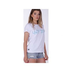 Lazy Star White T-shirt. Białe t-shirty męskie Kingsize, l, z nadrukiem, z zamszu. Za 69,00 zł.