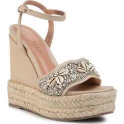 Espadryle TWINSET - Sandalo 201TCT020 Nougat 00519. Brązowe espadryle damskie Twinset, bez wzorów, ze skóry, bez obcasa, na obcasie. W wyprzedaży za 749,00 zł.
