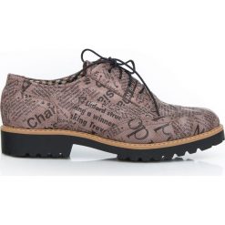 Sznurowane półbuty oksfordki - skóra naturalna - model 258 - kolor taupe litery. Szare półbuty damskie Zapato, do pracy, bez wzorów, z jeansu, eleganckie, z okrągłym noskiem, na niskim obcasie, na obcasie, na sznurówki. Za 309,00 zł.