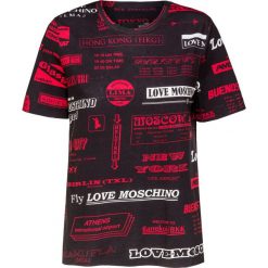 T-shirt LOVE MOSCHINO. Czarne bluzki damskie Love Moschino, bez wzorów, z bawełny, z okrągłym kołnierzem. Za 630,00 zł.