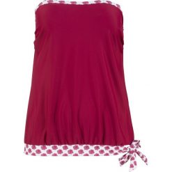 Top plażowy bonprix bordowy. Czerwone stroje kąpielowe damskie marki bonprix, w paski, bez kołnierzyka. Za 79,99 zł.
