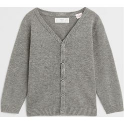 Mango Kids - Kardigan dziecięcy Nicky 80-104 cm. Niebieskie swetry chłopięce Mango Kids, bez wzorów, z bawełny, bez kołnierzyka. Za 59,99 zł.