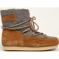 Moon Boot - Śniegowce. Żółte śniegowce damskie Moon Boot, ze skóry, na sznurówki. W wyprzedaży za 699,90 zł.
