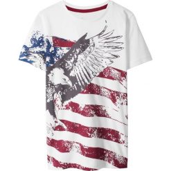T-shirt Slim Fit bonprix biały - Ameryka. Białe t-shirty chłopięce bonprix, z nadrukiem, bez rękawów. Za 34,99 zł.