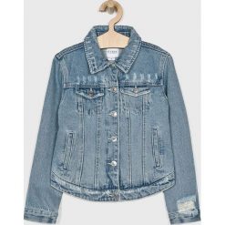 Guess Jeans - Kurtka dziecięca 136-175 cm. Niebieskie kurtki dziewczęce Guess Jeans, z aplikacjami, z bawełny, krótkie, bez kaptura. W wyprzedaży za 239,90 zł.