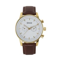 Zegarek Zemge Zegarek męski z kolekcji CLASSIC Brązowy/Złoty ZC1008 uniwersalny. Żółte zegarki męskie Zemge, złote. Za 332,10 zł.