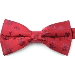 Czerwona Mucha w Kwiatki, Kwiaty - Motyw Florystyczny, Męska MUVRN0008. Czerwone muszki męskie Vernon, na imprezę, w paski, eleganckie. Za 29,00 zł.