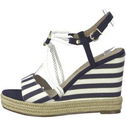 Tamaris Sandały Damskie 36 Ciemnoniebieski. Szare sandały damskie marki Tamaris, bez wzorów, eleganckie, bez obcasa, bez zapięcia. Za 210,00 zł.