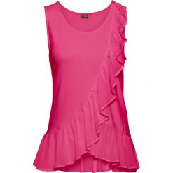 Top z falbanami bonprix ciemnoróżowy. Czerwone topy damskie bonprix. Za 29,99 zł.