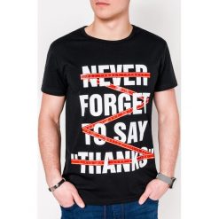 T-shirt męski z nadrukiem S1085 - czarny. Czarne t-shirty męskie Ombre Clothing, s, z nadrukiem, z bawełny, bez kołnierzyka. Za 13,99 zł.