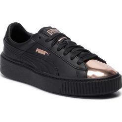 Sneakersy PUMA - Basket Platform Metallic 366169 02 Puma Black/Rose Gold. Czarne półbuty damskie Puma, bez wzorów, ze skóry ekologicznej, bez obcasa, na płaskiej podeszwie, bez zapięcia. W wyprzedaży za 219,99 zł.