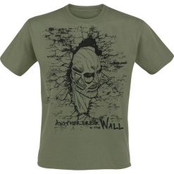 T-shirty męskie z nadrukiem: Attack On Titan Breaking The Wall T-Shirt khaki