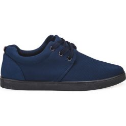 BUTY MĘSKIE TRAMPKI T245 - GRANATOWE. Niebieskie trampki męskie marki Inny, z materiału. Za 39,00 zł.