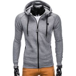 BLUZA MĘSKA ROZPINANA Z KAPTUREM B741 - SZARA. Szare bluzy męskie rozpinane marki Ombre Clothing, m, z bawełny, z kapturem. Za 69,00 zł.