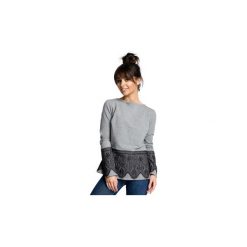 Bluzy Be B076 Bluzka z koronką. Szare bluzki damskie BE, s, w koronkowe wzory, z koronki, bez rękawów, bez kaptura. Za 115,00 zł.