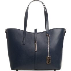 Skórzany shopper bag w kolorze granatowym - 40 x 27 x 14 cm. Niebieskie torby na zakupy damskie marki Best of Italian Summer Bags, w paski, ze skóry. W wyprzedaży za 347,95 zł.