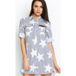 Granatowa Koszula Starshine. Niebieskie koszule damskie marki Born2be, na lato, koszulowe. Za 44,99 zł.