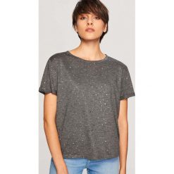 T-shirt z błyszczącym nadrukiem - Szary. Szare t-shirty damskie Reserved, l, z nadrukiem. Za 39,99 zł.
