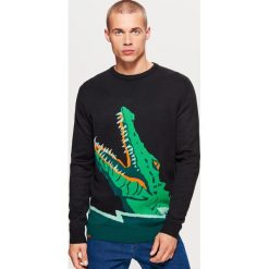 Swetry klasyczne męskie: Sweter z krokodylem - Czarny