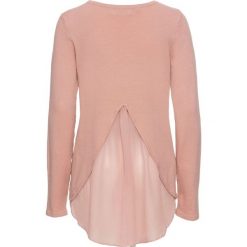 Sweter z koszulową wstawką bonprix stary jasnoróżowy. Różowe swetry damskie bonprix, bez wzorów, z szyfonu, retro, bez rękawów, bez kaptura. Za 84,99 zł.